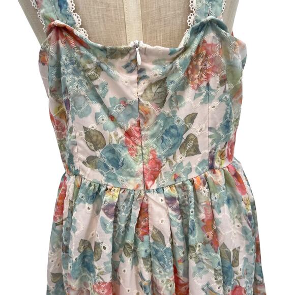 Ivy City Co Penny Tank Midi Dress Floral Print Eyelet Multicolor Size US 8 - Picture 10 of 15